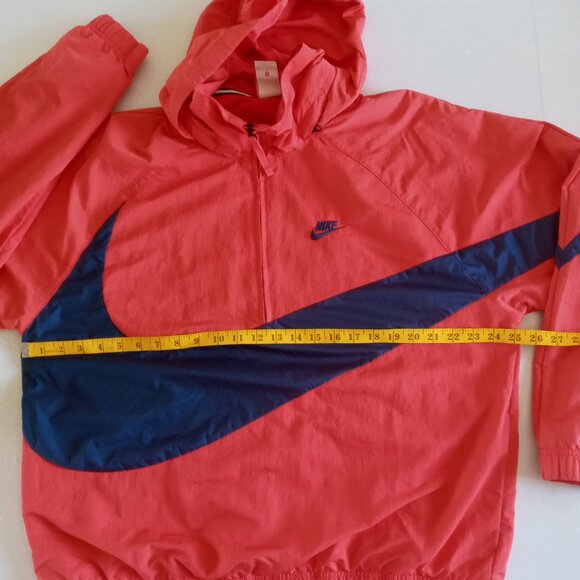 Vtg Nike Big Swoosh  Anorak Half Zip Red Navy Blue Jacket Size Medium but roomy - Picture 3 of 7